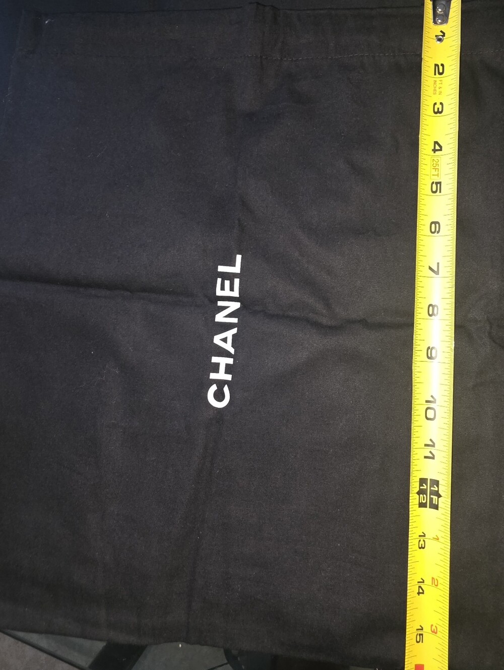 CHANEL Black Fabric Dust Pouch with White Logo